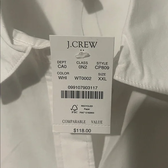 NWT J. Crew White Button Down Shirt with Rhinestone Bow Embellishments Size XXL - Picture 2 of 4